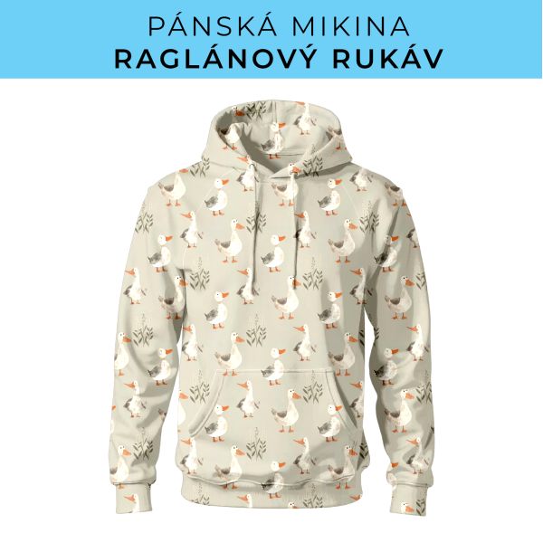 PÁNSKÝ střih - mikina raglan ZÁKLADNÍ s kapucí