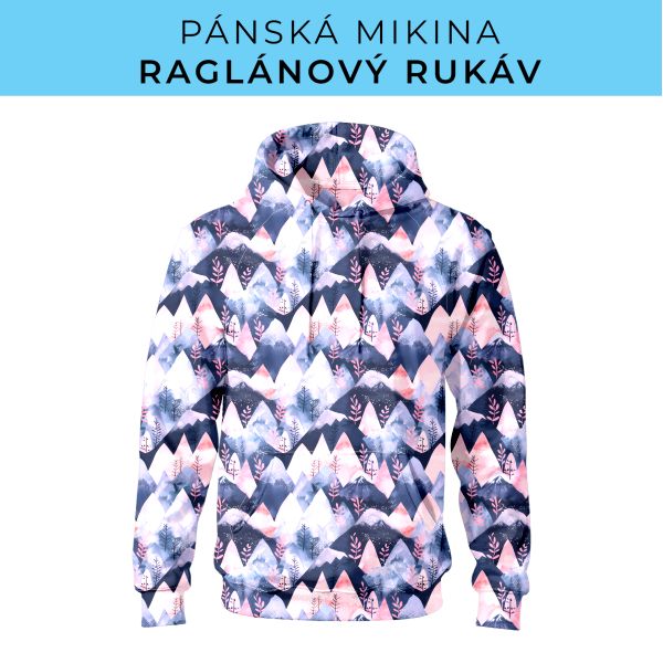 PÁNSKÝ střih - mikina raglan ZÁKLADNÍ s kapucí