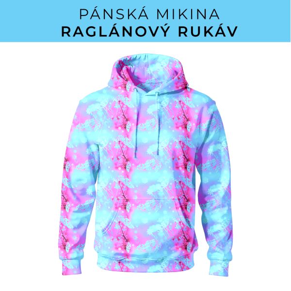 PÁNSKÝ střih - mikina raglan ZÁKLADNÍ s kapucí