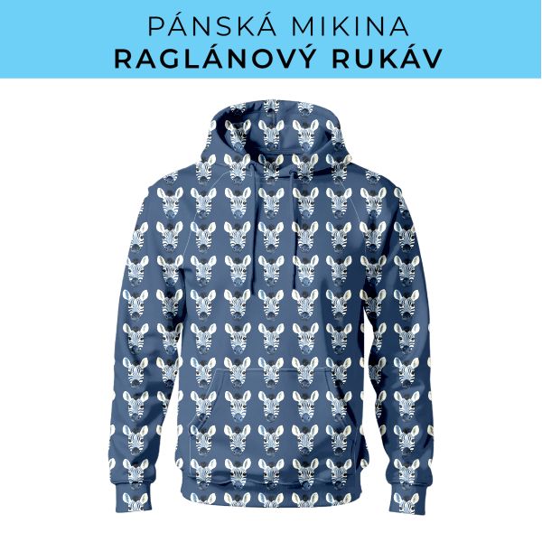 PÁNSKÝ střih - mikina raglan ZÁKLADNÍ s kapucí