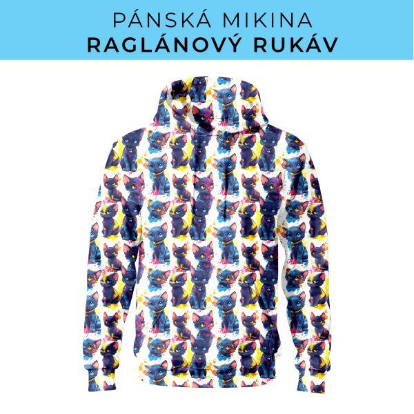 PÁNSKÝ střih - mikina raglan ZÁKLADNÍ s kapucí