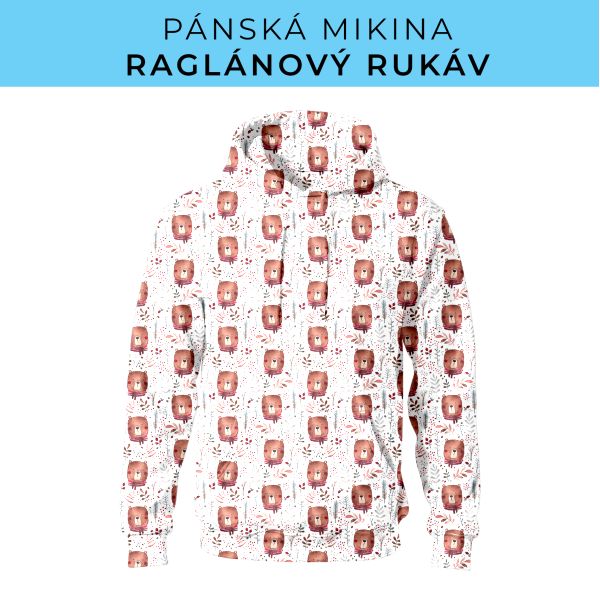 PÁNSKÝ střih - mikina raglan ZÁKLADNÍ s kapucí