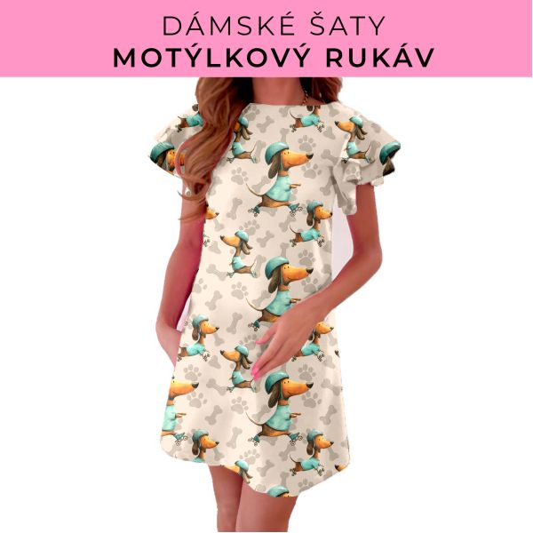 DÁMSKÝ střih - šaty s motýlkovým rukávem