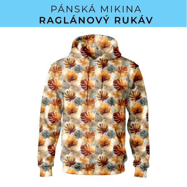 PÁNSKÝ střih - mikina raglan ZÁKLADNÍ s kapucí