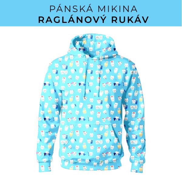 PÁNSKÝ střih - mikina raglan ZÁKLADNÍ s kapucí