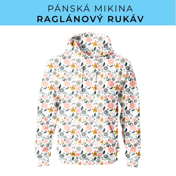 PÁNSKÝ střih - mikina raglan ZÁKLADNÍ s kapucí