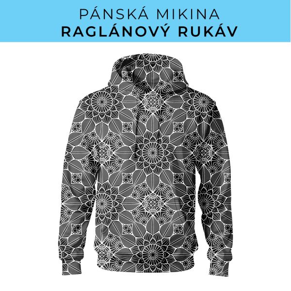 PÁNSKÝ střih - mikina raglan ZÁKLADNÍ s kapucí