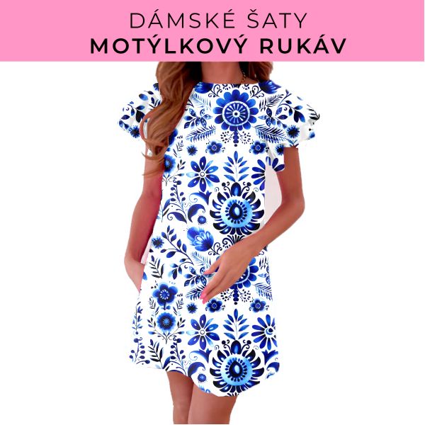 DÁMSKÝ střih - šaty s motýlkovým rukávem