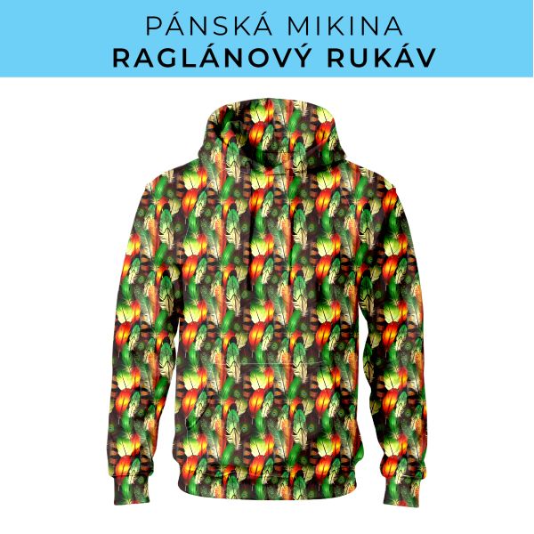 PÁNSKÝ střih - mikina raglan ZÁKLADNÍ s kapucí