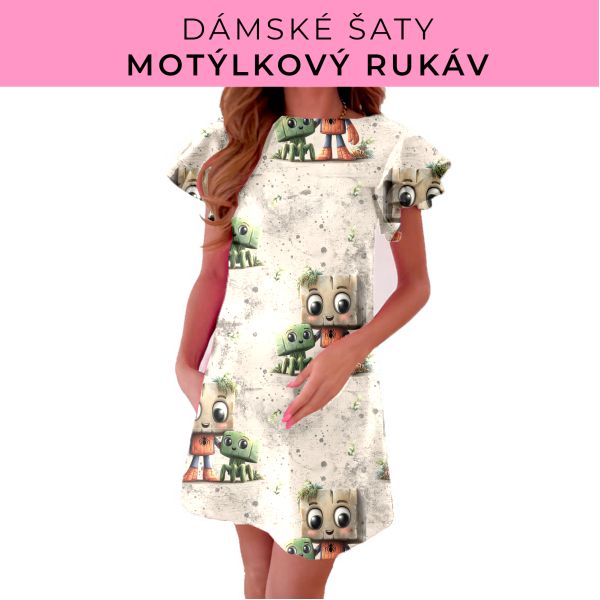 DÁMSKÝ střih - šaty s motýlkovým rukávem