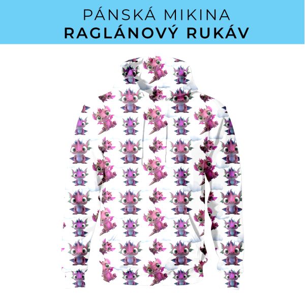 PÁNSKÝ střih - mikina raglan ZÁKLADNÍ s kapucí