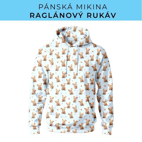 PÁNSKÝ střih - mikina raglan ZÁKLADNÍ s kapucí