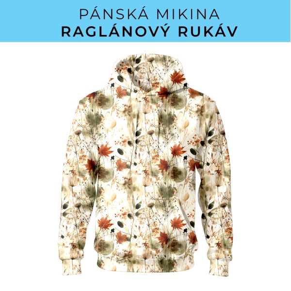 PÁNSKÝ střih - mikina raglan ZÁKLADNÍ s kapucí