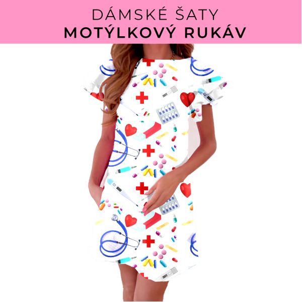 DÁMSKÝ střih - šaty s motýlkovým rukávem