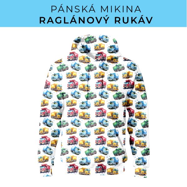 PÁNSKÝ střih - mikina raglan ZÁKLADNÍ s kapucí