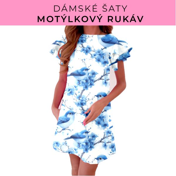 DÁMSKÝ střih - šaty s motýlkovým rukávem