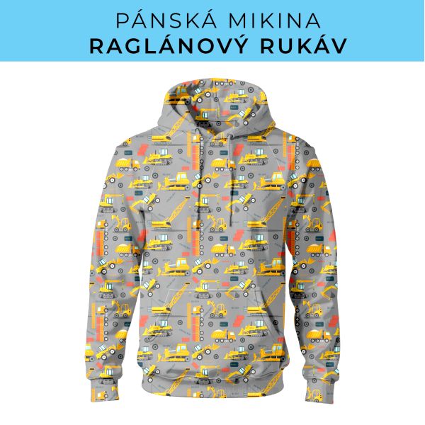 PÁNSKÝ střih - mikina raglan ZÁKLADNÍ s kapucí