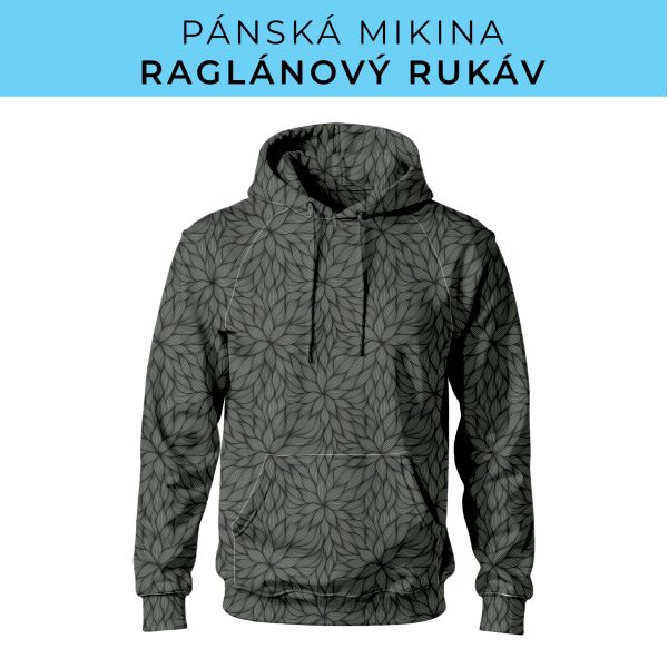 PÁNSKÝ střih - mikina raglan ZÁKLADNÍ s kapucí