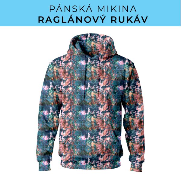 PÁNSKÝ střih - mikina raglan ZÁKLADNÍ s kapucí