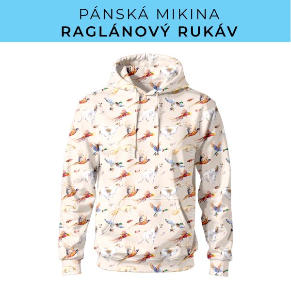 PÁNSKÝ střih - mikina raglan ZÁKLADNÍ s kapucí