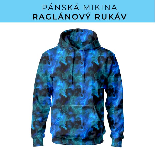 PÁNSKÝ střih - mikina raglan ZÁKLADNÍ s kapucí