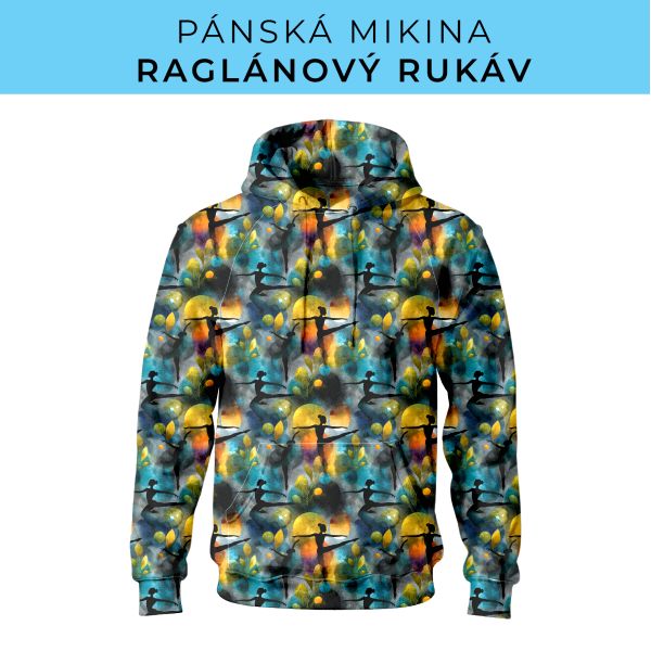 PÁNSKÝ střih - mikina raglan ZÁKLADNÍ s kapucí