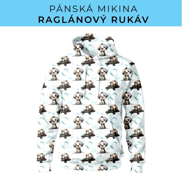 PÁNSKÝ střih - mikina raglan ZÁKLADNÍ s kapucí