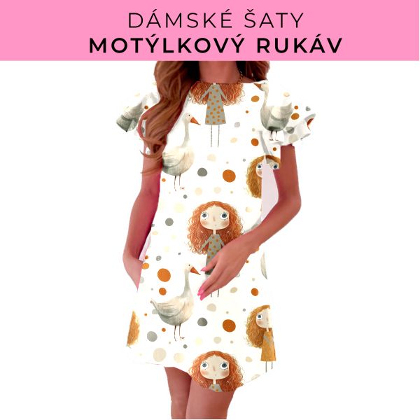 DÁMSKÝ střih - šaty s motýlkovým rukávem
