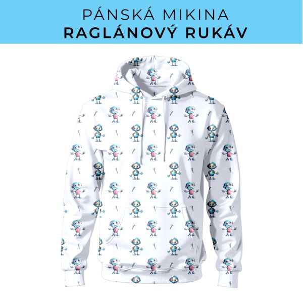 PÁNSKÝ střih - mikina raglan ZÁKLADNÍ s kapucí