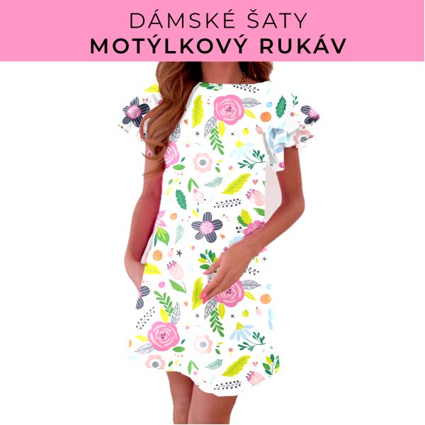 DÁMSKÝ střih - šaty s motýlkovým rukávem