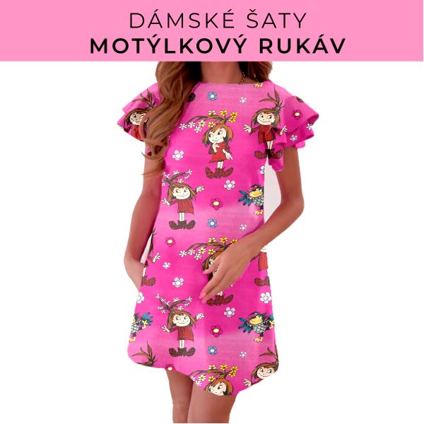 DÁMSKÝ střih - šaty s motýlkovým rukávem