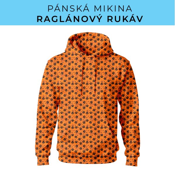 PÁNSKÝ střih - mikina raglan ZÁKLADNÍ s kapucí
