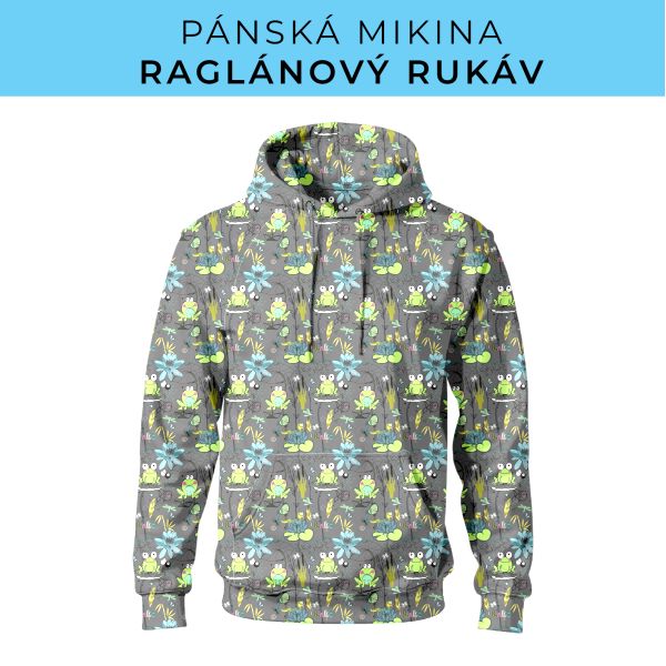 PÁNSKÝ střih - mikina raglan ZÁKLADNÍ s kapucí