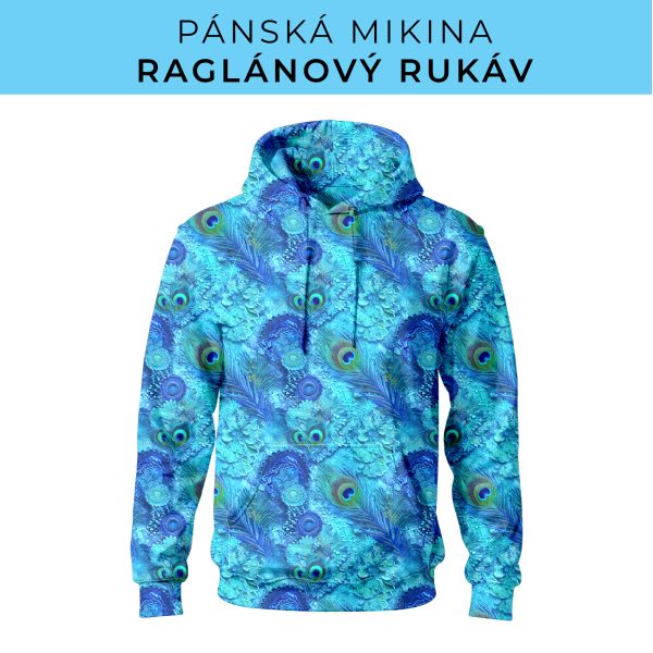 PÁNSKÝ střih - mikina raglan ZÁKLADNÍ s kapucí