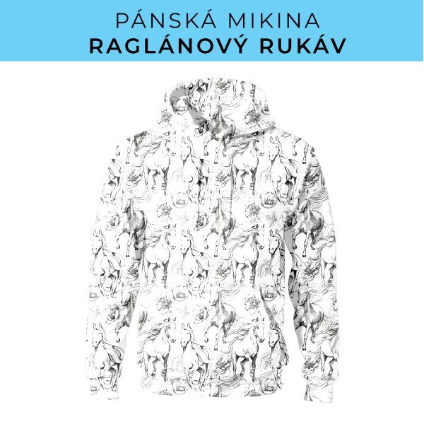 PÁNSKÝ střih - mikina raglan ZÁKLADNÍ s kapucí
