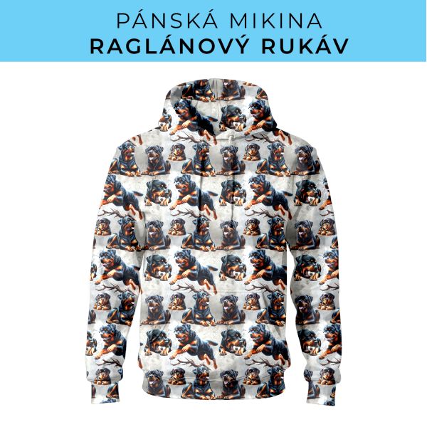 PÁNSKÝ střih - mikina raglan ZÁKLADNÍ s kapucí