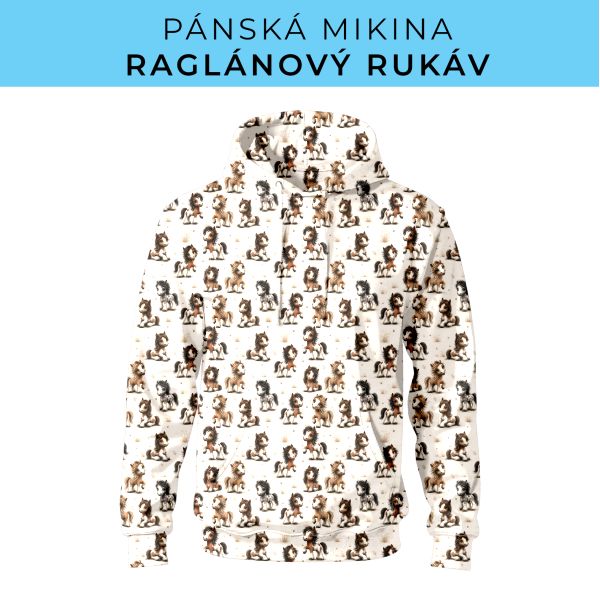 PÁNSKÝ střih - mikina raglan ZÁKLADNÍ s kapucí