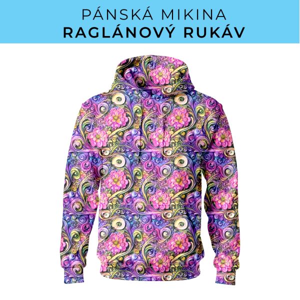 PÁNSKÝ střih - mikina raglan ZÁKLADNÍ s kapucí