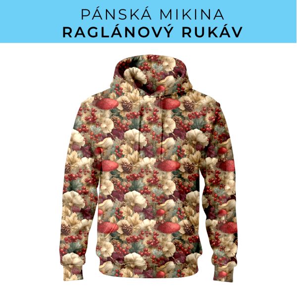 PÁNSKÝ střih - mikina raglan ZÁKLADNÍ s kapucí