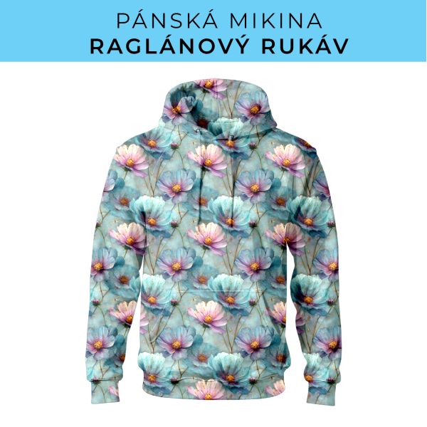 PÁNSKÝ střih - mikina raglan ZÁKLADNÍ s kapucí