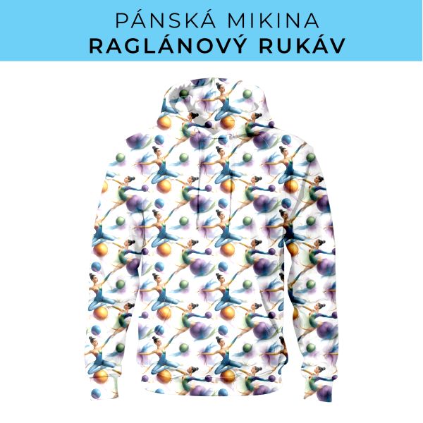PÁNSKÝ střih - mikina raglan ZÁKLADNÍ s kapucí