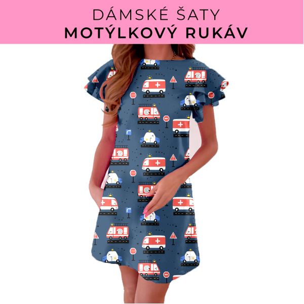 DÁMSKÝ střih - šaty s motýlkovým rukávem