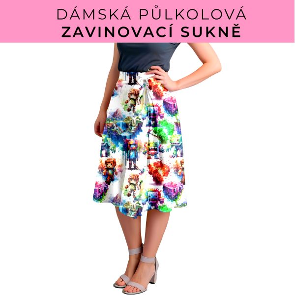 Dámská půlkolová zavinovací sukně