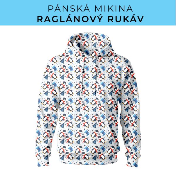 PÁNSKÝ střih - mikina raglan ZÁKLADNÍ s kapucí