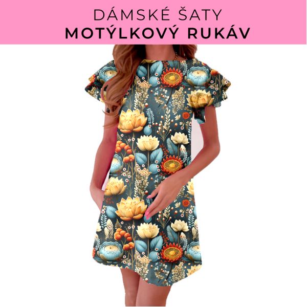 DÁMSKÝ střih - šaty s motýlkovým rukávem