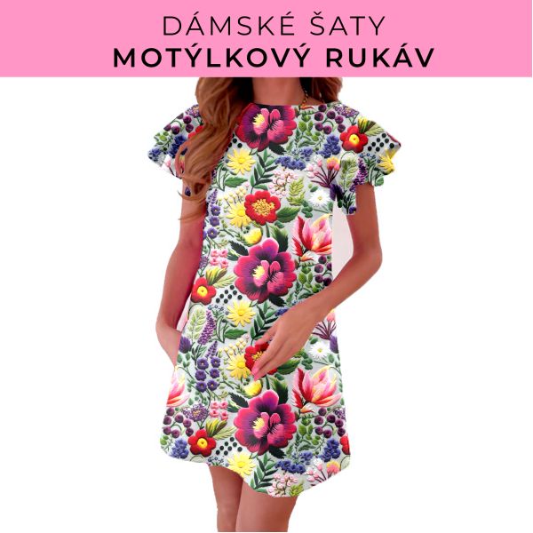 DÁMSKÝ střih - šaty s motýlkovým rukávem