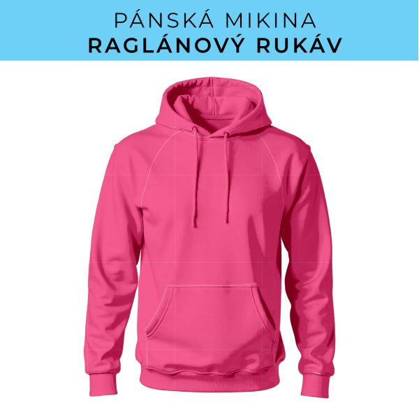PÁNSKÝ střih - mikina raglan ZÁKLADNÍ s kapucí