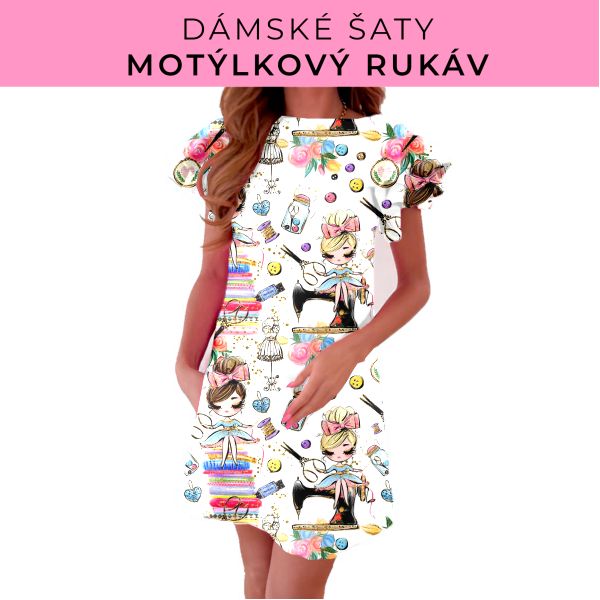 DÁMSKÝ střih - šaty s motýlkovým rukávem