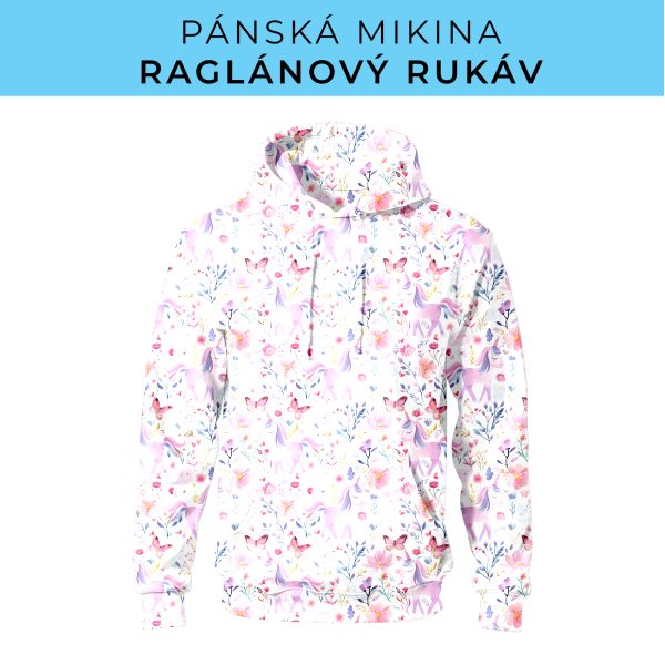 PÁNSKÝ střih - mikina raglan ZÁKLADNÍ s kapucí