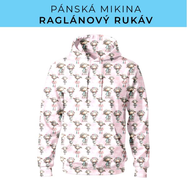 PÁNSKÝ střih - mikina raglan ZÁKLADNÍ s kapucí